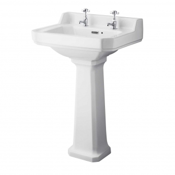 Hudson Reed Richmond Basin and Comfort Height Full Pedestal 560mm Wide - 2 Tap Hole