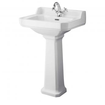 Hudson Reed Richmond Basin and Comfort Height Full Pedestal 560mm Wide - 1 Tap Hole