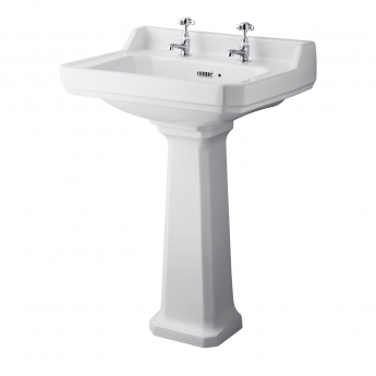 Hudson Reed Richmond Basin and Comfort Height Full Pedestal 500mm Wide - 2 Tap Hole