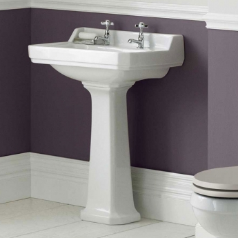 Hudson Reed Richmond Basin and Comfort Height Full Pedestal 500mm Wide - 2 Tap Hole 