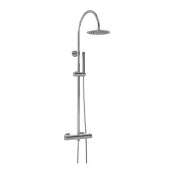 Hudson Reed Luxury Round Thermostatic Bar Mixer Shower with Shower Kit and Fixed Head - Chrome