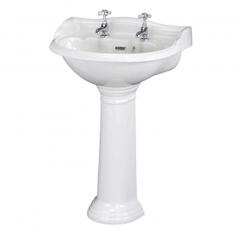 Hudson Reed Ryther Basin and Full Pedestal 600mm Wide - 2 Tap Hole