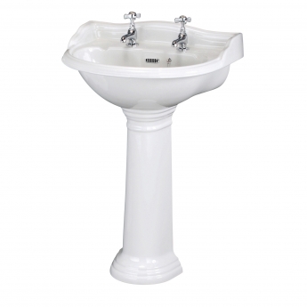 Hudson Reed Ryther Cloakroom Basin and Full Pedestal 500mm Wide - 2 Tap Hole