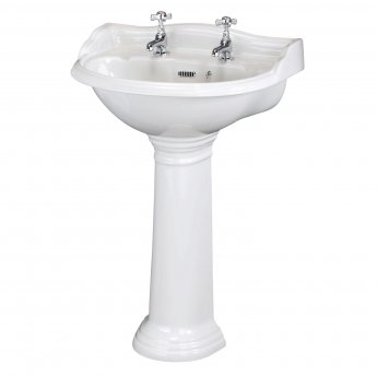 Hudson Reed Ryther Cloakroom Basin and Full Pedestal 500mm Wide - 2 Tap Hole