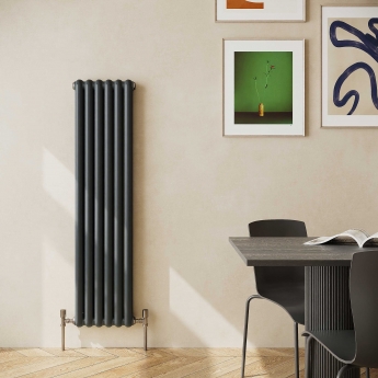 Delphi Event Vertical 2-Column Designer Radiator 1500mm H x 377mm W - Anthracite | Product Image