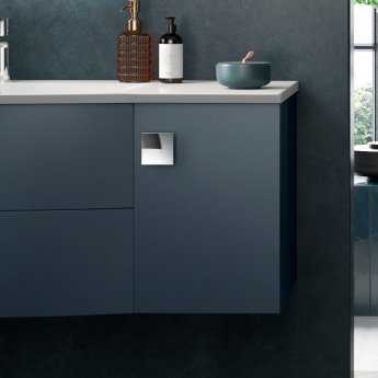 Hudson Reed Sarenna 1-Door Side Cabinet Unit 305mm Wide - Mineral Blue