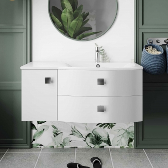 Hudson Reed Sarenna RH Wall Hung Vanity Unit and Basin 1000mm Wide - Moon White