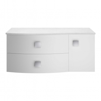 Hudson Reed Sarenna LH Wall Hung Vanity Unit with White Marble Top 1000mm Wide - Moon White