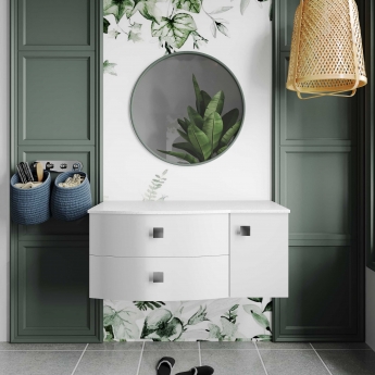 Hudson Reed Sarenna LH Wall Hung Vanity Unit with White Marble Top 1000mm Wide - Moon White