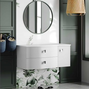 Hudson Reed Sarenna LH Wall Hung Vanity Unit with White Marble Top 1000mm Wide - Moon White