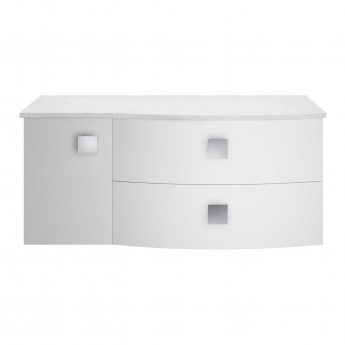 Hudson Reed Sarenna RH Wall Hung Vanity Unit with White Marble Top 1000mm Wide - Moon White | Product Image