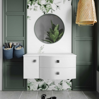 Hudson Reed Sarenna RH Wall Hung Vanity Unit with White Marble Top 1000mm Wide - Moon White | Product Image
