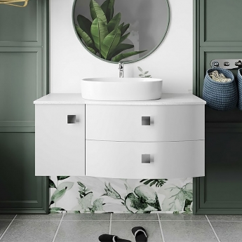 Hudson Reed Sarenna RH Wall Hung Vanity Unit with White Marble Top 1000mm Wide - Moon White | Product Image