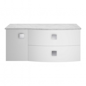 Hudson Reed Sarenna RH Wall Hung Vanity Unit with Grey Marble Top 1000mm Wide - Moon White | Product Image