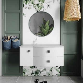 Hudson Reed Sarenna RH Wall Hung Vanity Unit with Grey Marble Top 1000mm Wide - Moon White | Product Image