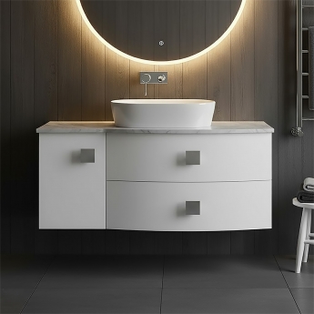 Hudson Reed Sarenna RH Wall Hung Vanity Unit with Grey Marble Top 1000mm Wide - Moon White | Product Image