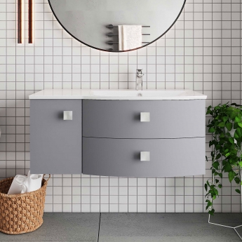 Hudson Reed Sarenna RH Wall Hung Vanity Unit and Basin 1000mm Wide - Dove Grey