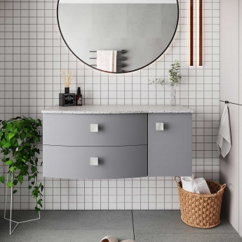 Hudson Reed Sarenna LH Wall Hung Vanity Unit with White Marble Top 1000mm Wide - Dove Grey
