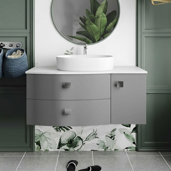 Hudson Reed Sarenna LH Wall Hung Vanity Unit with White Marble Top 1000mm Wide - Dove Grey