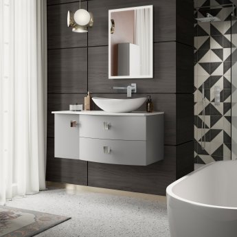 Hudson Reed Sarenna RH Wall Hung Vanity Unit with White Marble Top 1000mm Wide - Dove Grey | Product Image