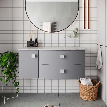 Hudson Reed Sarenna RH Wall Hung Vanity Unit with White Marble Top 1000mm Wide - Dove Grey | Product Image