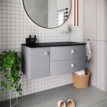 Hudson Reed Sarenna RH Wall Hung Vanity Unit with Black Marble Top 1000mm Wide - Dove Grey