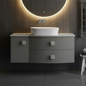 Hudson Reed Sarenna RH Wall Hung Vanity Unit with Grey Marble Top 1000mm Wide - Dove Grey | Product Image