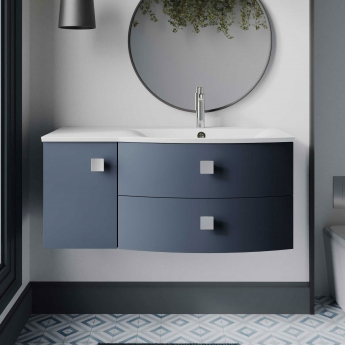 Hudson Reed Sarenna RH Wall Hung Vanity Unit and Basin 1000mm Wide - Mineral Blue