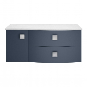 Hudson Reed Sarenna RH Wall Hung Vanity Unit with White Marble Top 1000mm Wide - Mineral Blue | Product Image
