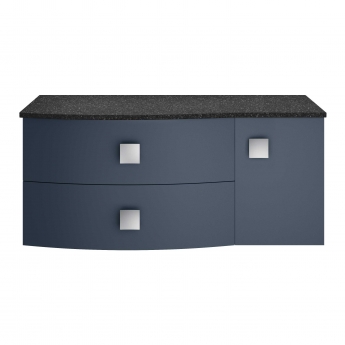 Hudson Reed Sarenna LH Wall Hung Vanity Unit with Black Marble Top 1000mm Wide - Mineral Blue