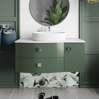 Hudson Reed Sarenna LH Wall Hung Vanity Unit with White Marble Top 1000mm Wide - Hunter Green | Product Image