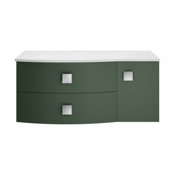 Hudson Reed Sarenna LH Wall Hung Vanity Unit with White Marble Top 1000mm Wide - Hunter Green | Product Image