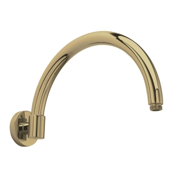 Hudson Reed Curved Wall Mounted Shower Arm 343mm Length - Brushed Brass | Product Image