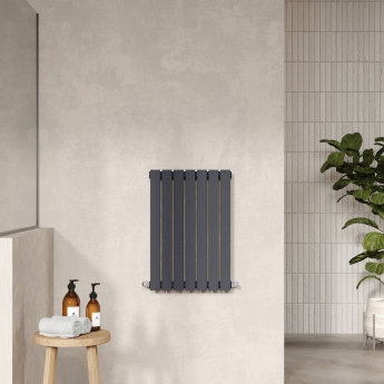 Hudson Reed Sloane Single Designer Horizontal Radiator 600mm H x 412mm W - Anthracite