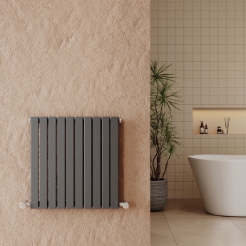 Hudson Reed Sloane Single Designer Horizontal Radiator 600mm H x 586mm W - Anthracite