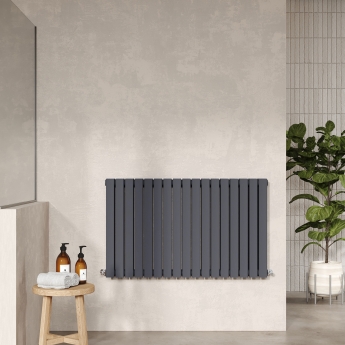 Hudson Reed Sloane Double Designer Horizontal Radiator 600mm H x 992mm W - Anthracite