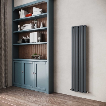 Delphi Accent Single Vertical Designer Radiator 1500mm H x 354mm W - Anthracite | Product Image