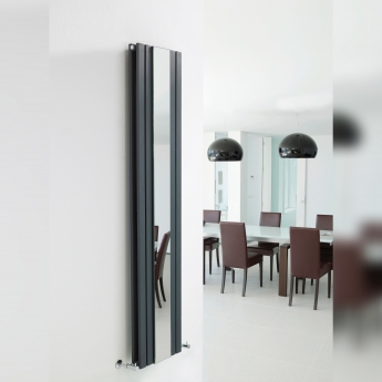 Hudson Reed Sloane Double Designer Vertical Radiator Mirror 1800mm H x 381mm W - Anthracite