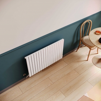 Delphi Accent Single Horizontal Designer Radiator 600mm H x 412mm W - Satin White | Product Image