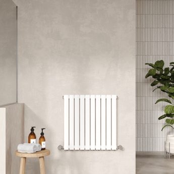 Hudson Reed Sloane Single Designer Horizontal Radiator 600mm H x 586mm W - Satin White