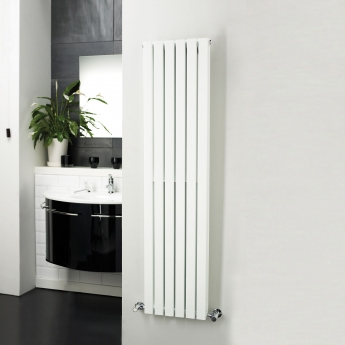 Hudson Reed Sloane Single Designer Vertical Radiator 1500mm H x 354mm W - Satin White