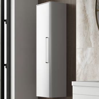 Hudson Reed Solar Wall Hung Tall Storage Unit 350mm Wide - Pure White