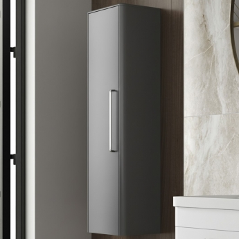 Hudson Reed Solar Wall Hung Tall Storage Unit 350mm Wide - Cool Grey