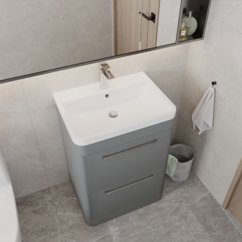 Hudson Reed Solar Floor Standing Vanity Unit with Basin 600mm Wide - Pure White