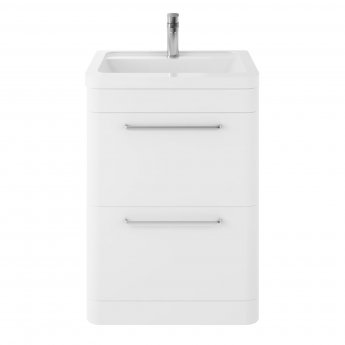 Hudson Reed Solar Floor Standing Vanity Unit with Ceramic Basin 600mm Wide - Pure White