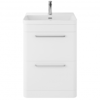 Hudson Reed Solar Floor Standing Vanity Unit with Thin-Edged Basin 600mm Wide - Pure White | Product Image