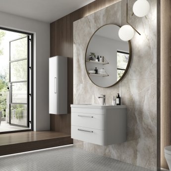 Hudson Reed Solar Wall Hung Vanity Unit with Polymarble Basin 800mm Wide - Pure White