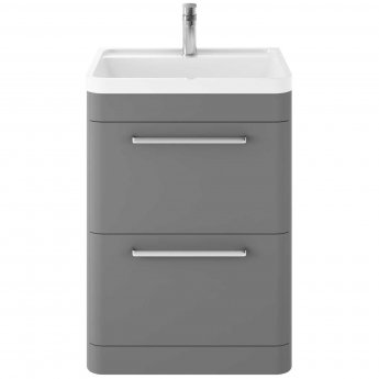 Hudson Reed Solar Floor Standing Vanity Unit with Polymarble Basin 600mm Wide - Cool Grey