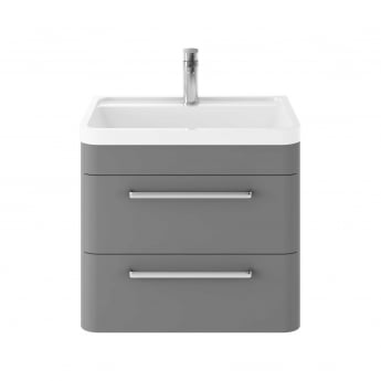 Hudson Reed Solar Wall Hung Vanity Unit with Polymarble Basin 600mm Wide - Cool Grey
