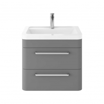 Hudson Reed Solar Wall Hung Vanity Unit with Ceramic Basin 600mm Wide - Cool Grey